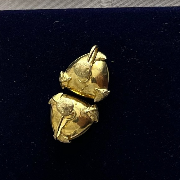 Bond Boyd Sterling Brown Topaz gold leaf screw-back earrings Vintage Canada - Picture 9 of 14